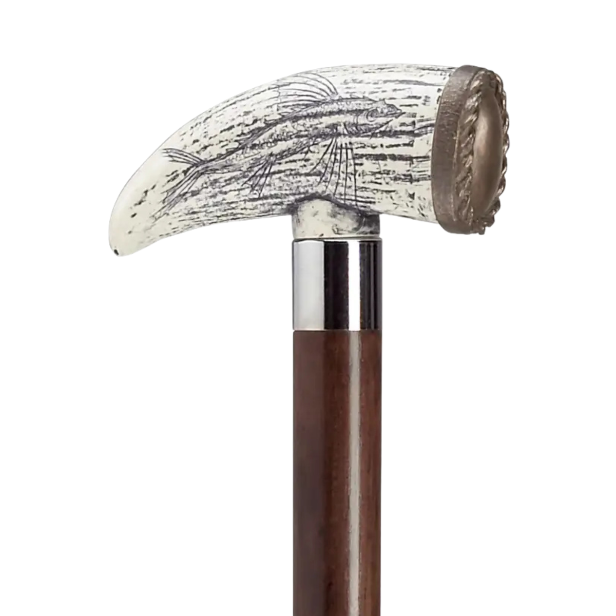 Scrimshaw Whale Tooth Walking Cane - Tophatter Daily Deals