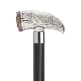 Scrimshaw Whale Tooth Walking Cane Black - Tophatter Daily Deals