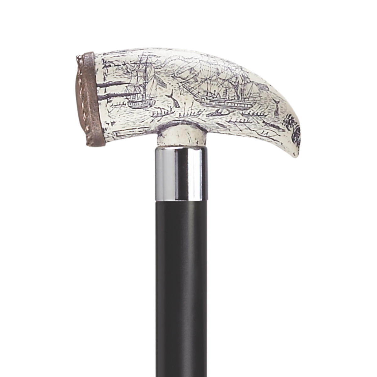 Scrimshaw Whale Tooth Walking Cane Black - Tophatter Daily Deals