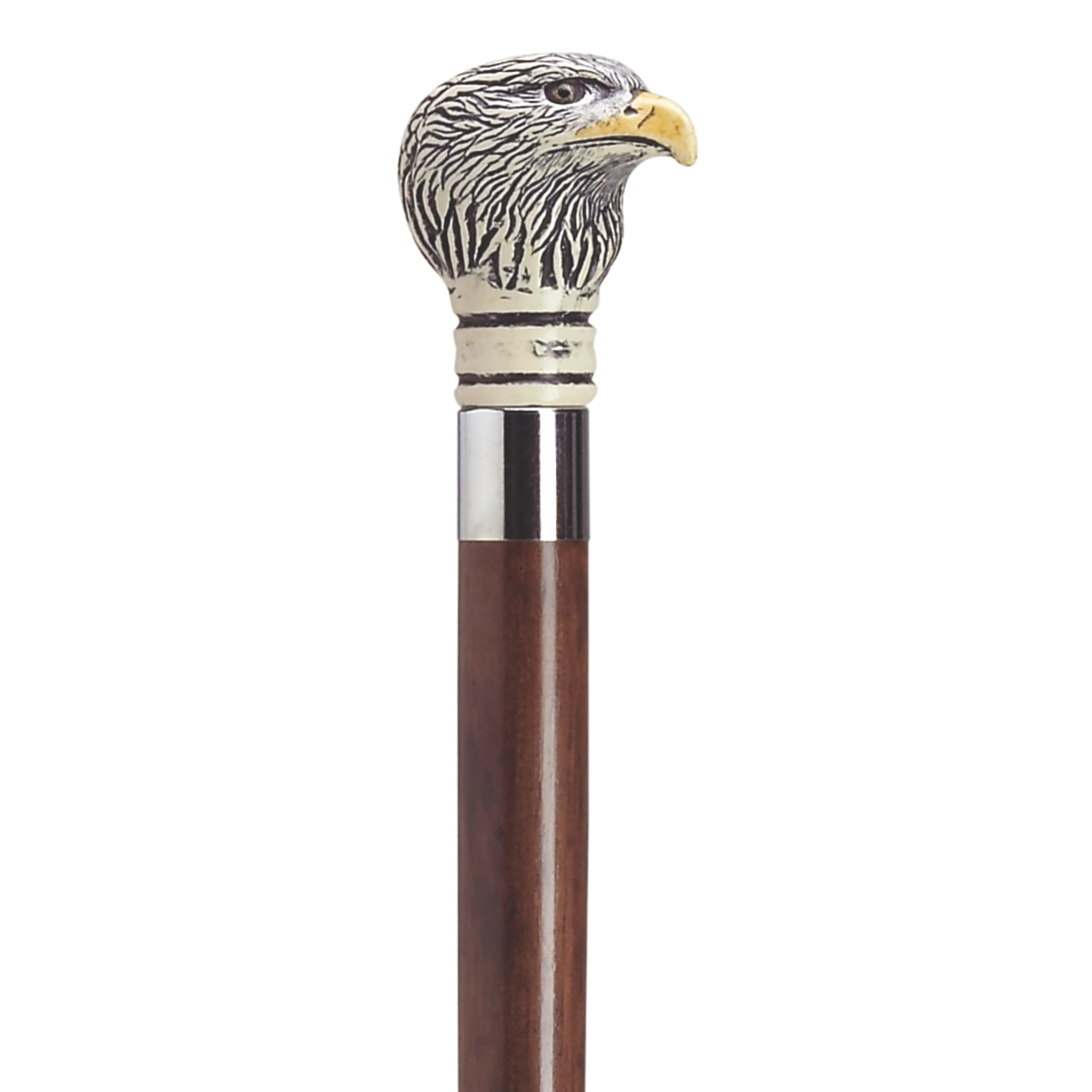 Antique Eagle Head Walking Stick with Silver Band, 36-Inch Shaft Walnut - Tophatter Daily Deals
