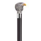 Antique Eagle Head Walking Stick with Silver Band, 36-Inch Shaft Black - Tophatter Daily Deals