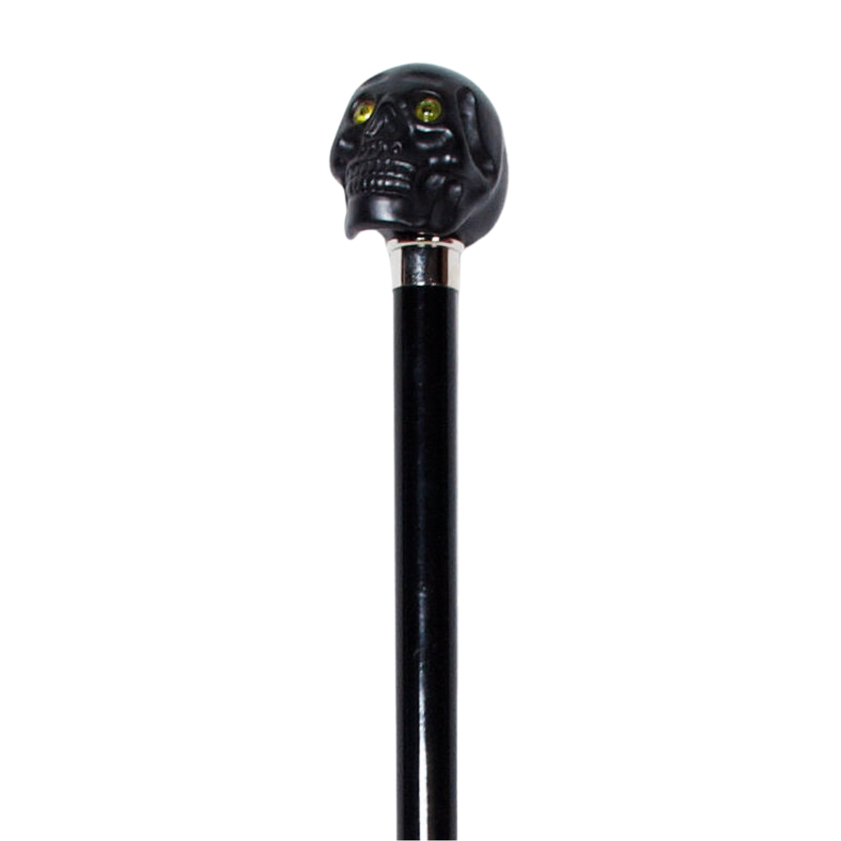 Eerie Yellow-Eyed Skull Walking Cane, 36” Black Maple Shaft - Tophatter Daily Deals