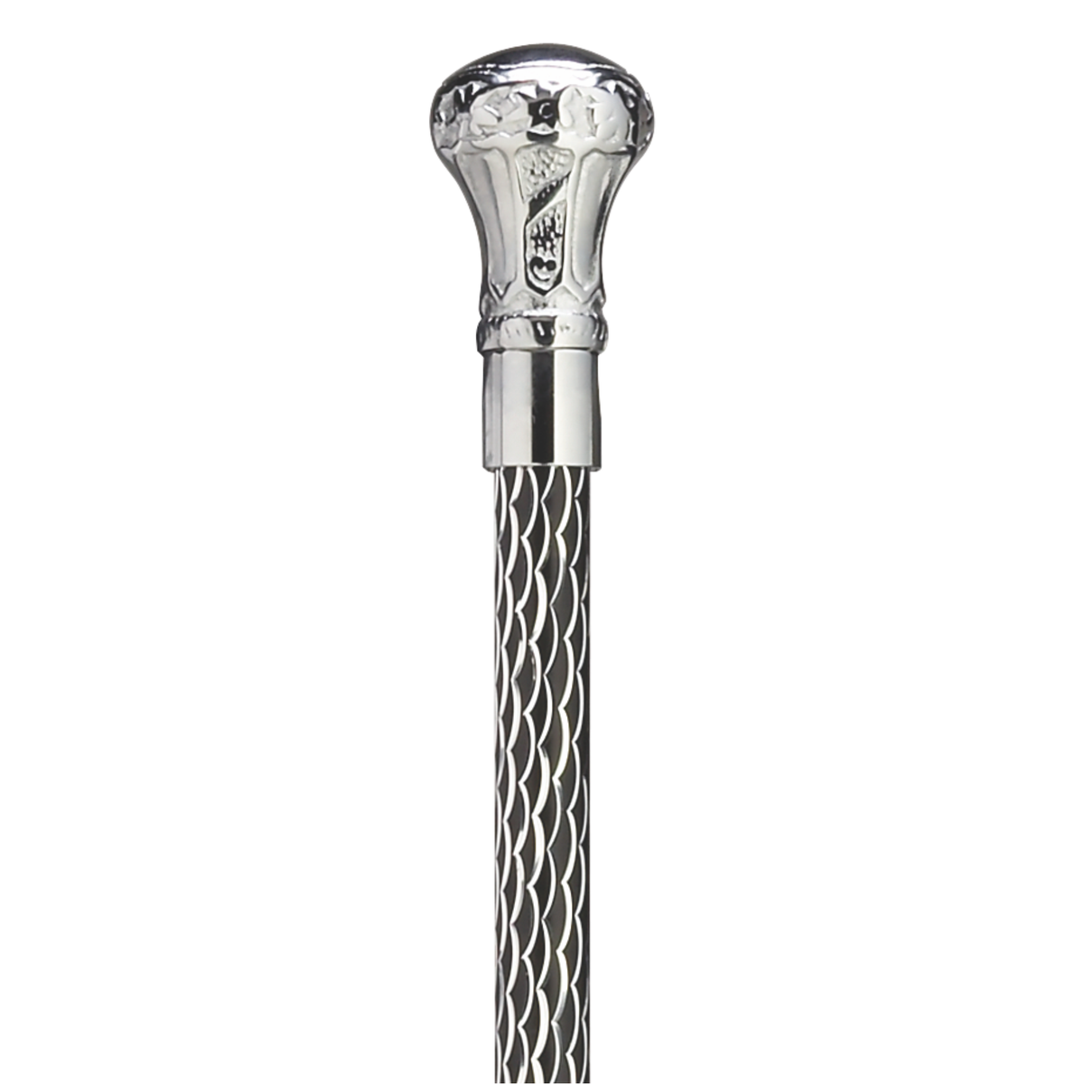 Elegant Chrome & Brass Walking Cane with Glitter Etched Shaft - Tophatter Daily Deals