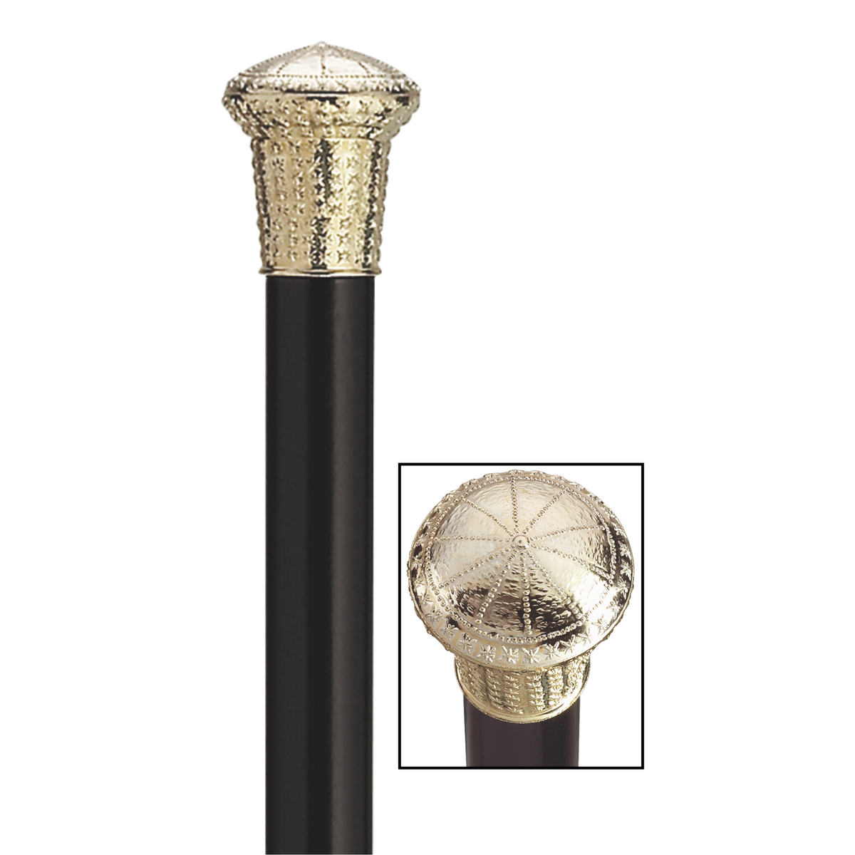 Elegant Gold-Tone Black Hardwood Cane - 36” USA Made - Tophatter Daily Deals