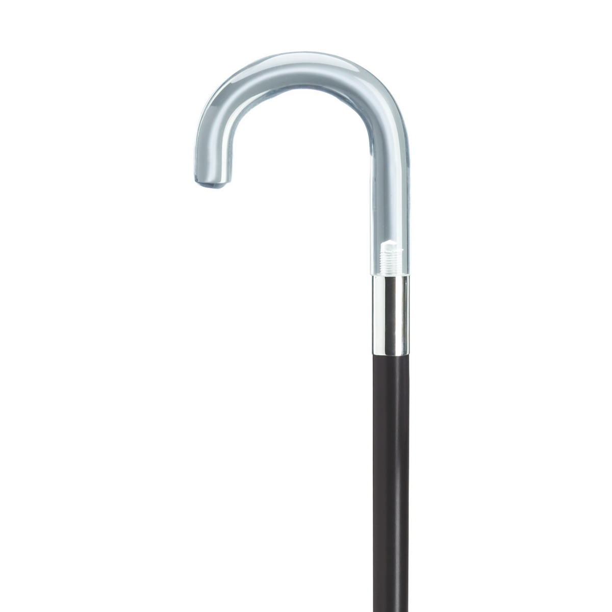 Clear Acrylic Handle Silver-Band Men's Walking Cane, 36 Black Hardwood - Tophatter Daily Deals