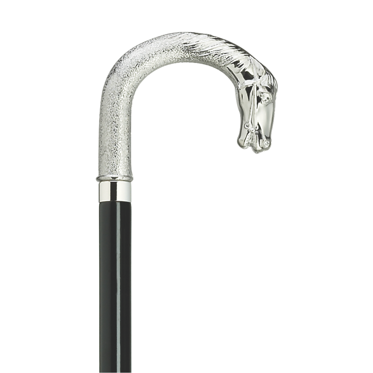 Men's Crook Cane with Horse Head-Silver Tone - Tophatter Daily Deals
