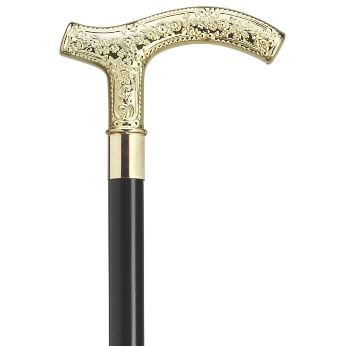 Elegant Men's Gold Tone Fritz Handle Walking Cane - 36 Hardwood Shaft - Tophatter Daily Deals