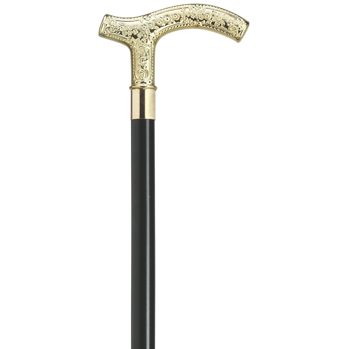 Elegant Men's Gold Tone Fritz Handle Walking Cane - 36 Hardwood Shaft - Tophatter Daily Deals