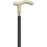 Elegant Men's Gold Tone Fritz Handle Walking Cane - 36 Hardwood Shaft - Tophatter Daily Deals
