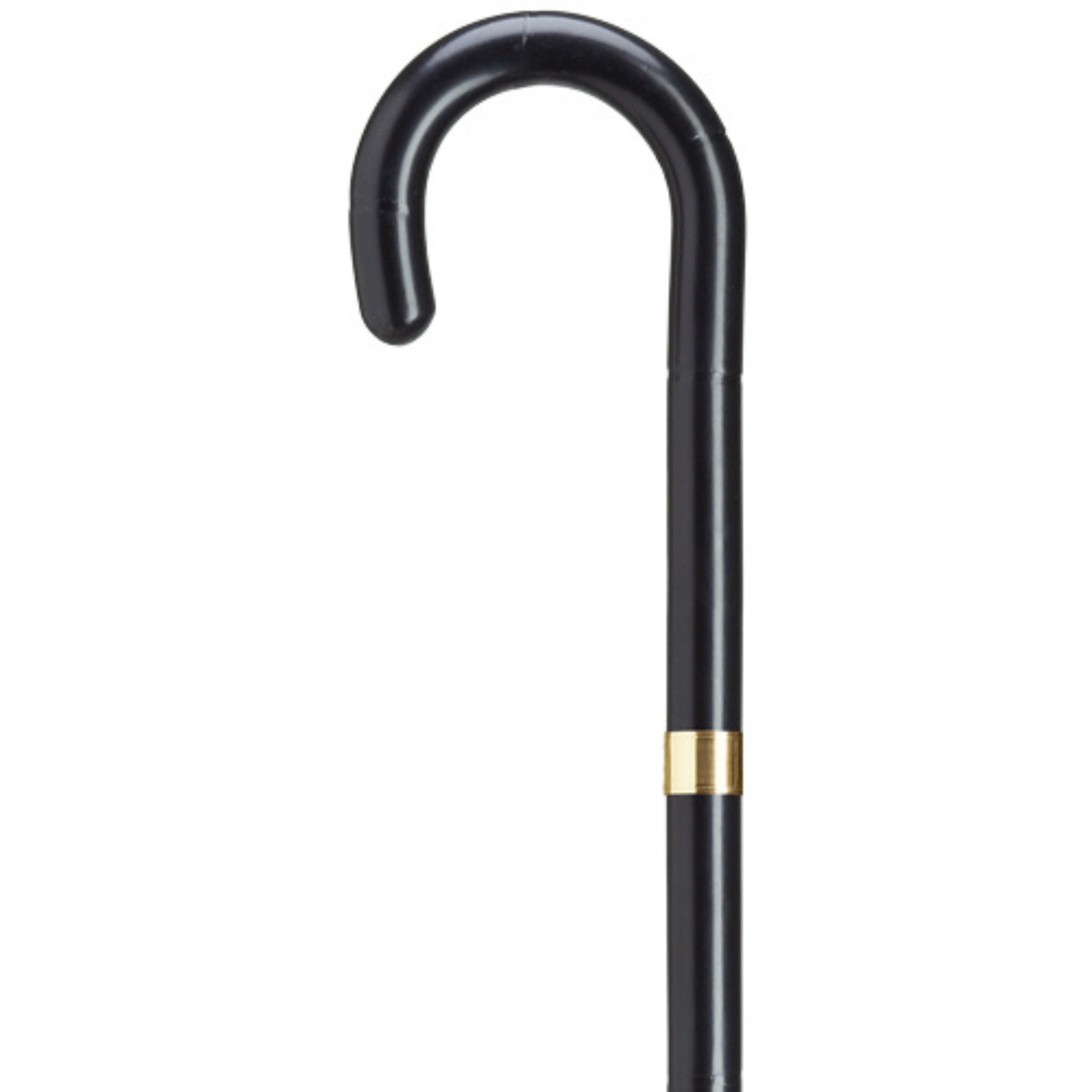 Ladies Tourist Cane with Gold Accent Band Black w Gold Plate Band - Tophatter Daily Deals