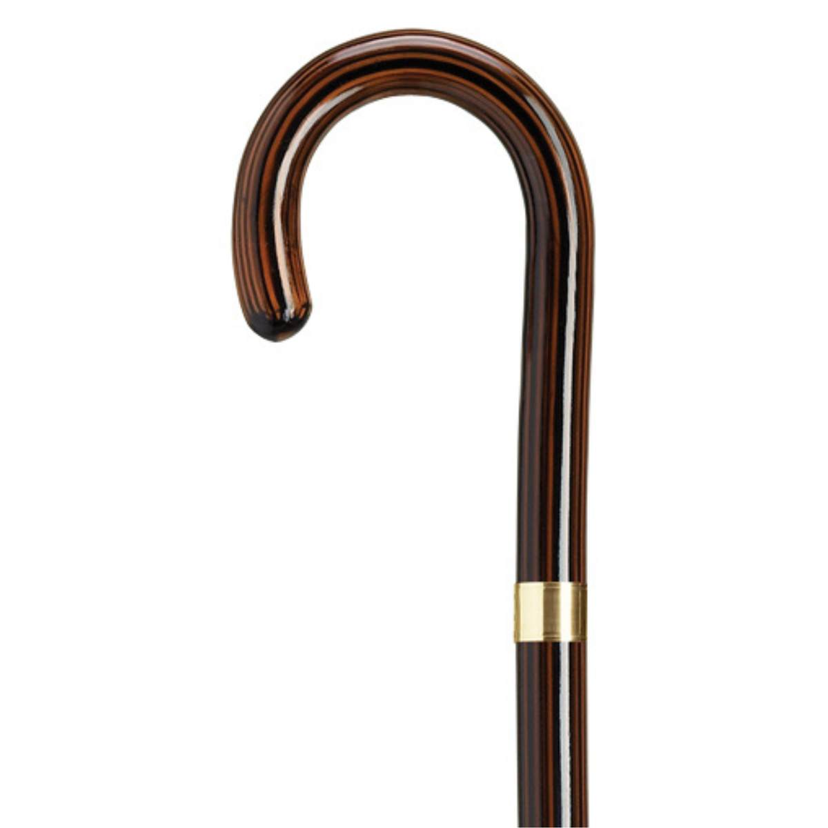 Ladies Tourist Cane with Gold Accent Band Ebony w Gold Plate Band - Tophatter Daily Deals