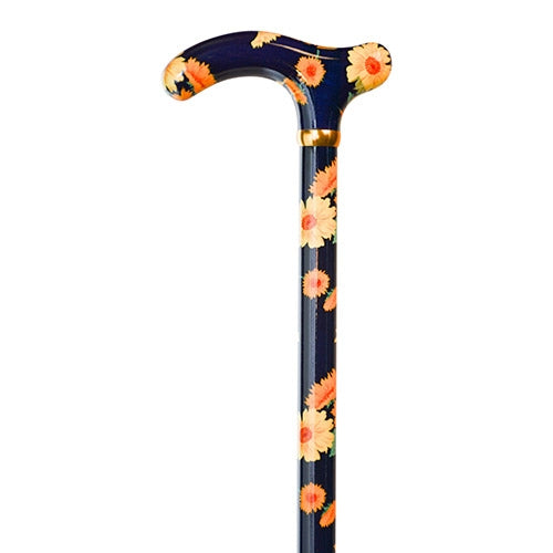Sunflower Walking Cane with Derby Handle & Brass Accents 35.5 - Tophatter Daily Deals
