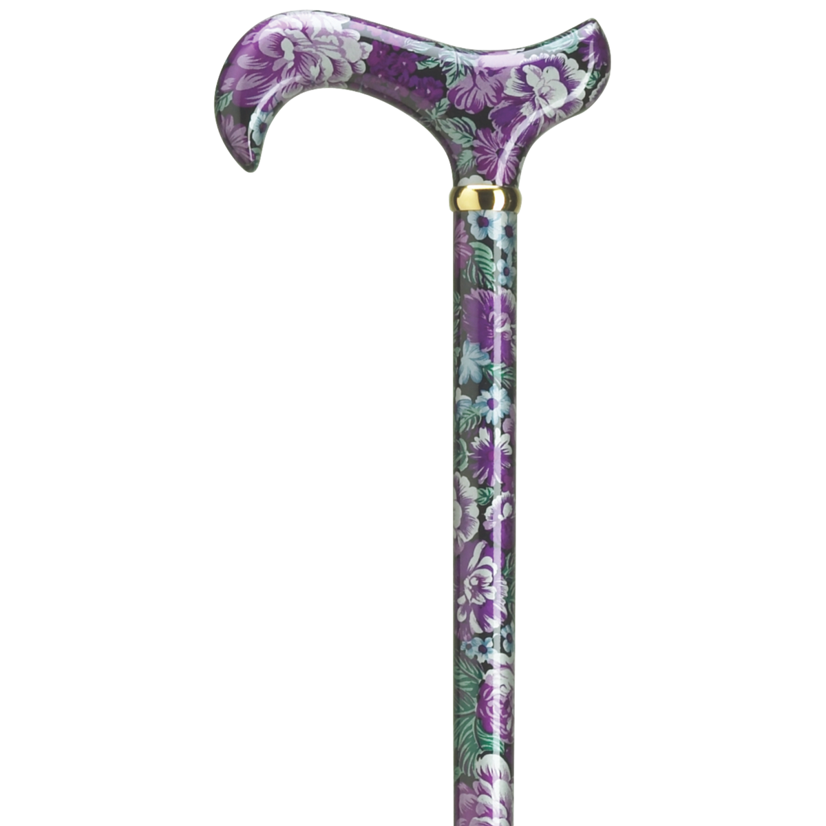 Purple Pansie Floral Derby Cane, 36 Gloss Wood, Style and Support - Tophatter Daily Deals
