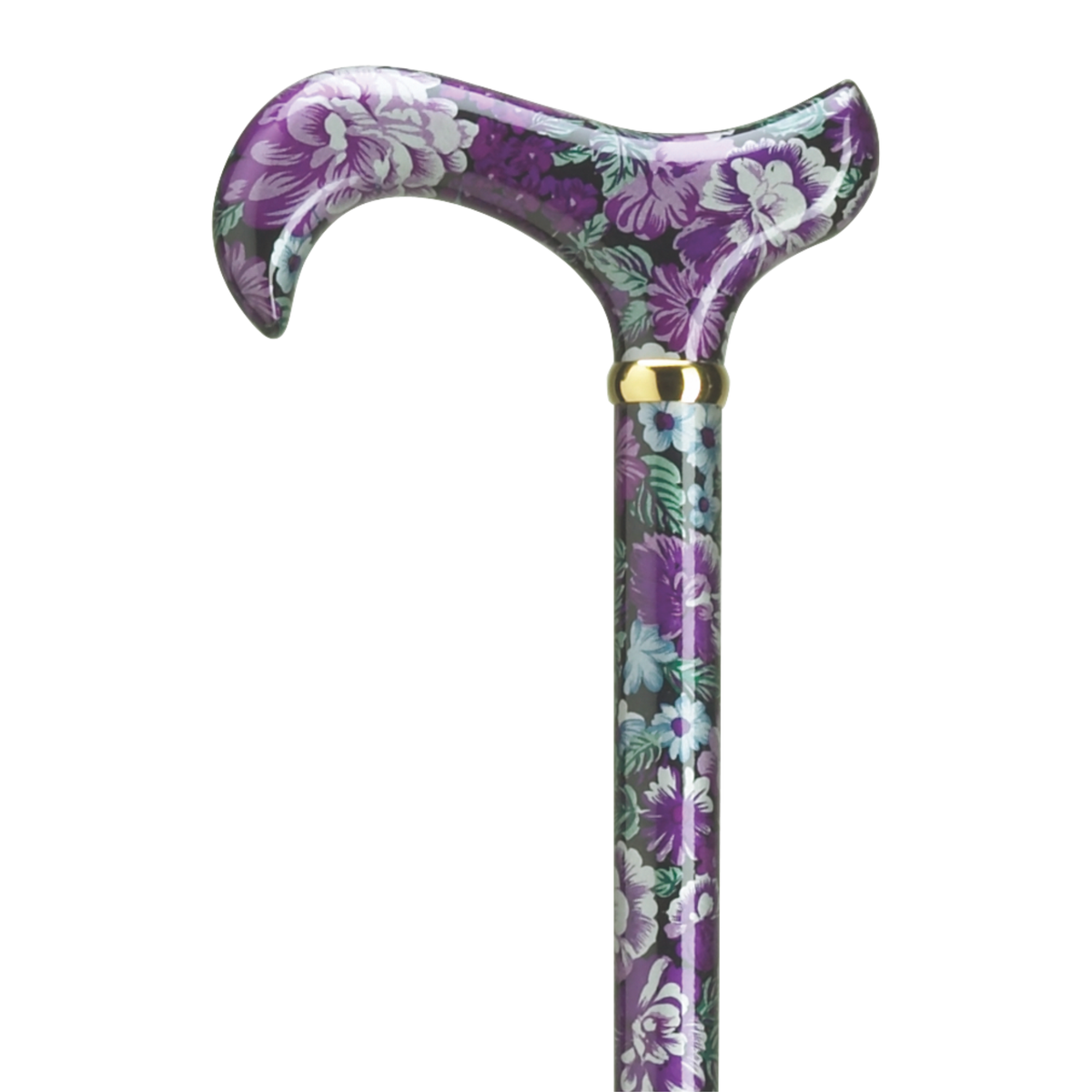 Purple Pansie Floral Derby Cane, 36 Gloss Wood, Style and Support - Tophatter Daily Deals