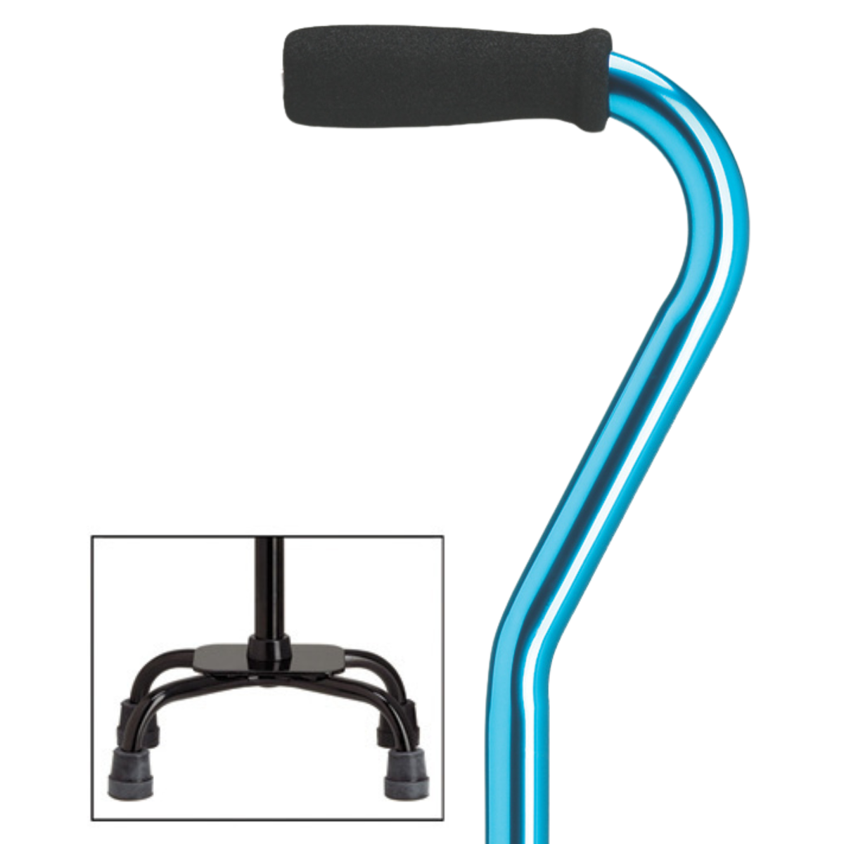 Premium Compact Quad Cane with Offset Handle, Support and Stability, Adjustable Blue Small Quad - Tophatter Daily Deals