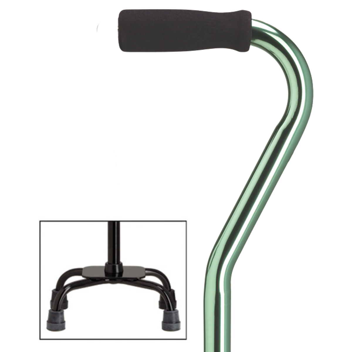 Sturdy Offset Quad Cane, Adjustable 30-39 inches, 250 lbs Capacity Mint Large Quad - Tophatter Daily Deals