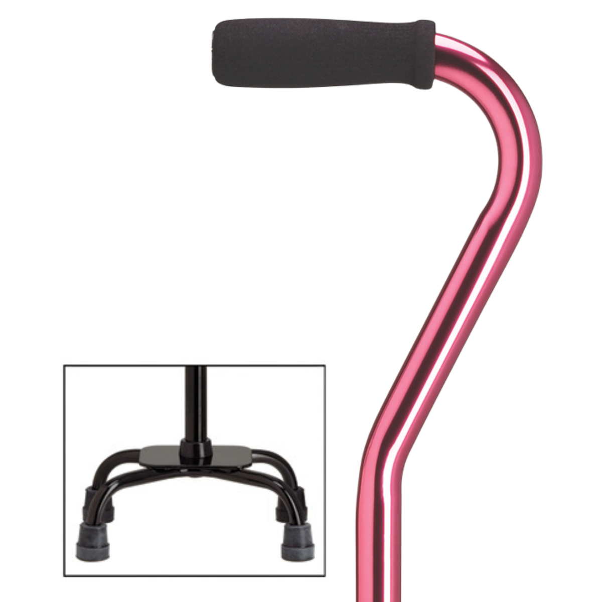 Premium Compact Quad Cane with Offset Handle, Support and Stability, Adjustable Rose Small Quad - Tophatter Daily Deals