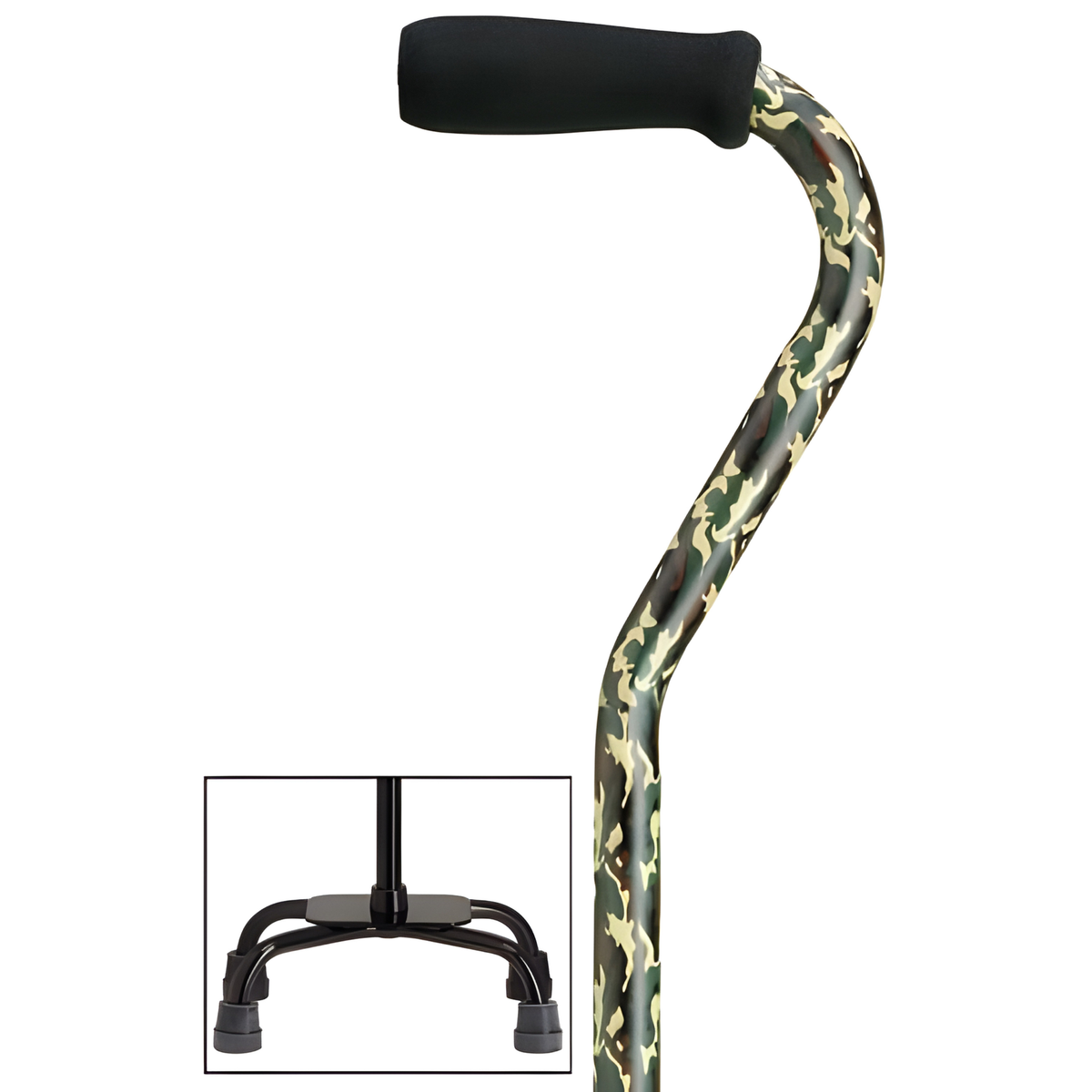 Sturdy Balance Quad Cane with Adjustable Height & Secure Grip Camouflage Large Quad - Tophatter Daily Deals