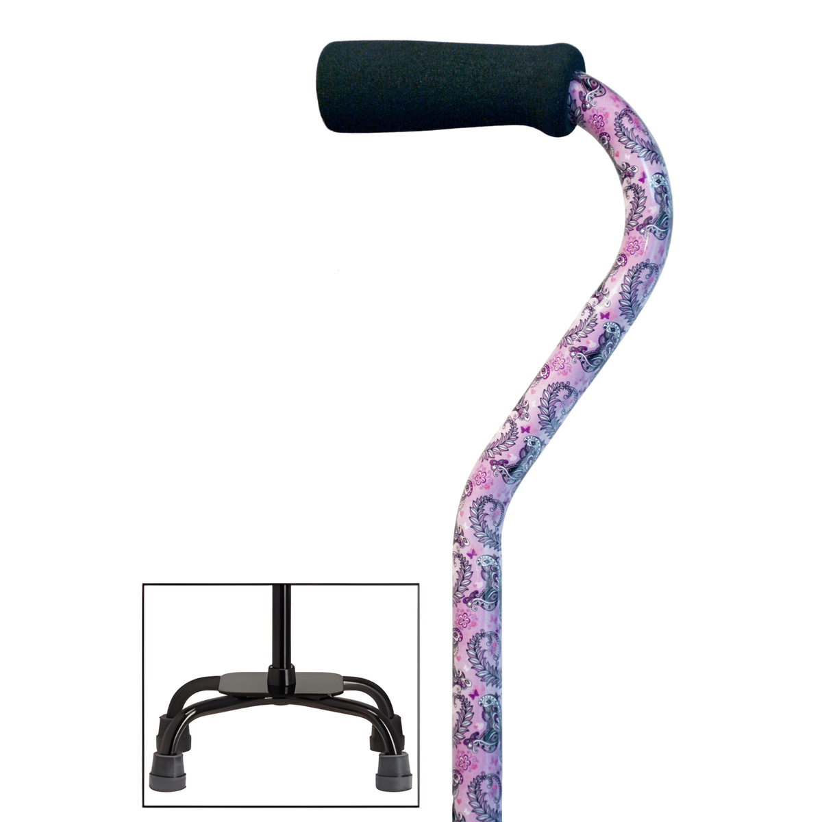 Sturdy Balance Quad Cane with Adjustable Height & Secure Grip Butterly - Tophatter Daily Deals
