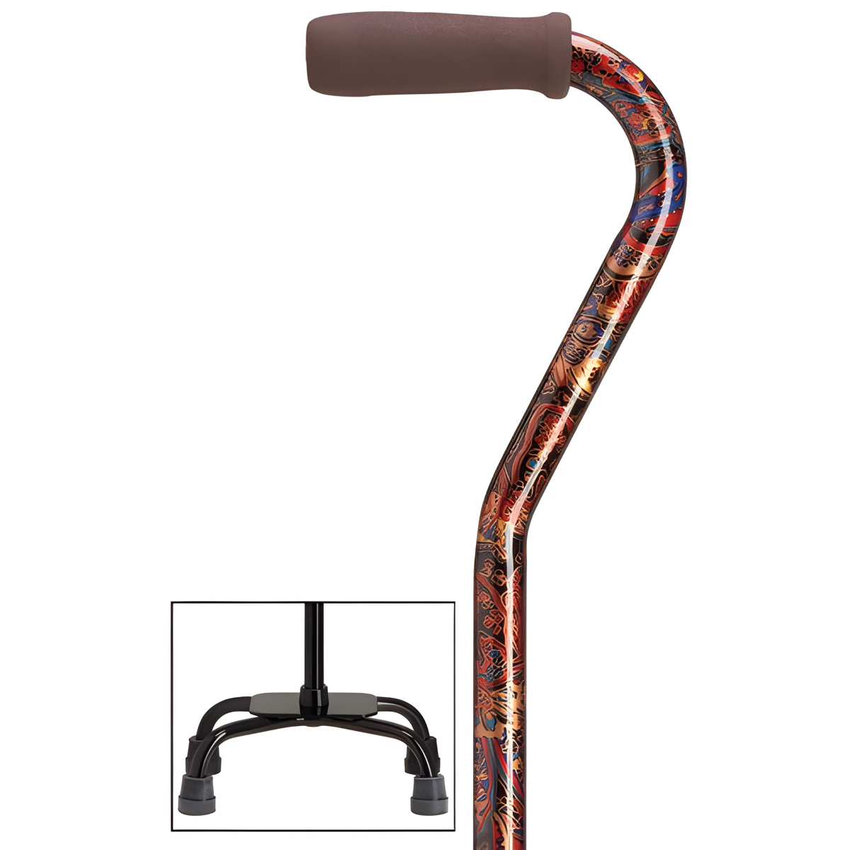 Sturdy Balance Quad Cane with Adjustable Height & Secure Grip Paisley Large Quad - Tophatter Daily Deals
