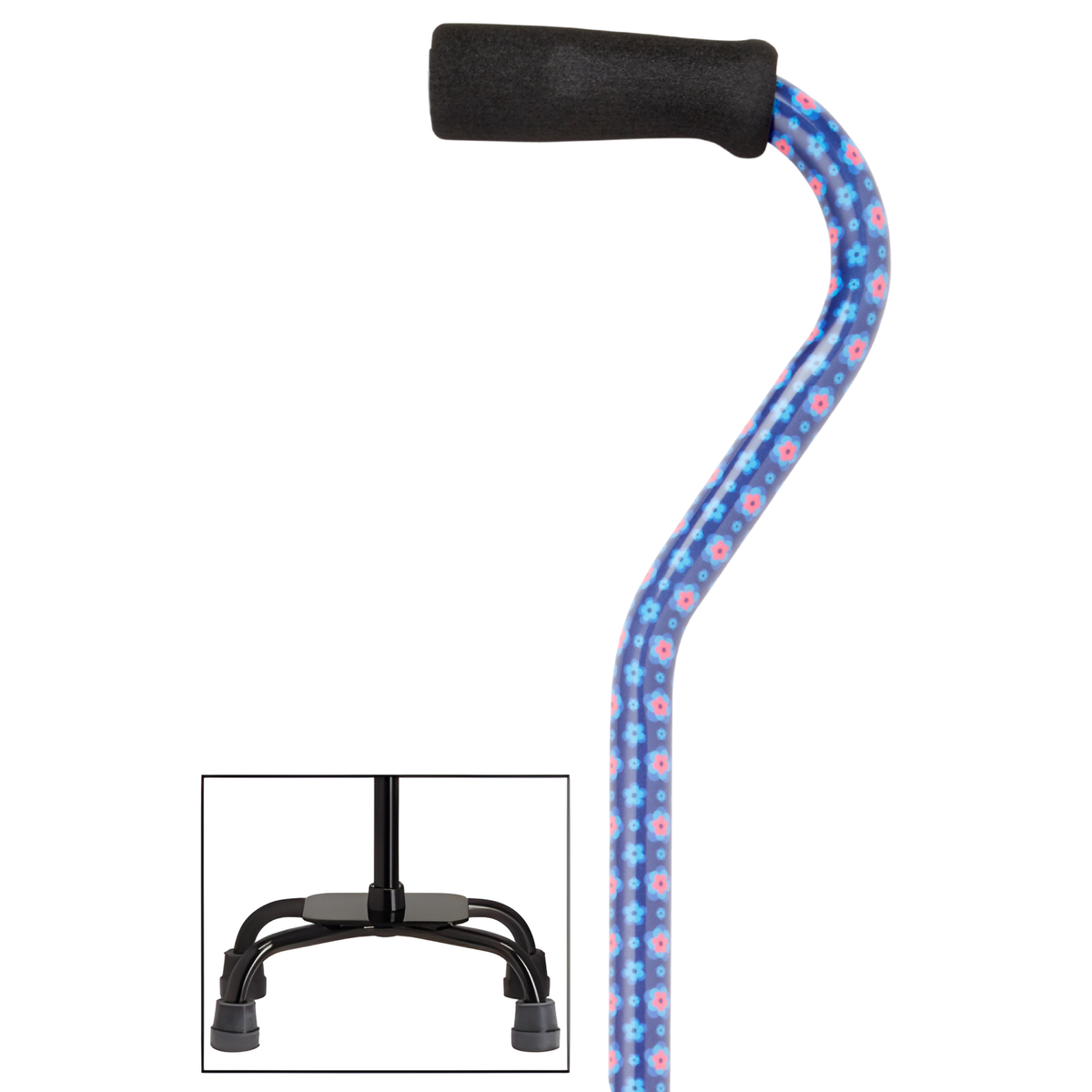 Sturdy Balance Quad Cane with Adjustable Height & Secure Grip Flower Fantasy - Tophatter Daily Deals