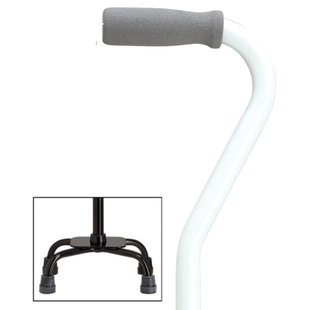Sturdy Offset Quad Cane, Adjustable 30-39 inches, 250 lbs Capacity White - Tophatter Daily Deals