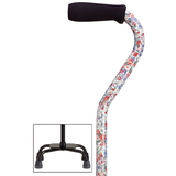 Fashion Print Offset Walking Cane with Quad Base, Adjustable & Sturdy Wildflower Small Quad - Tophatter Daily Deals
