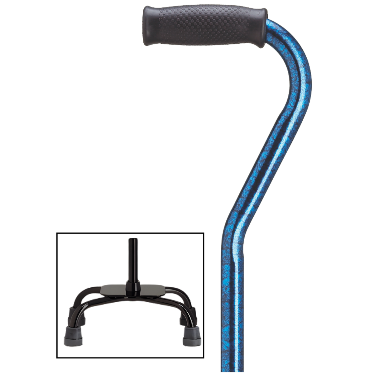 Adjustable Quad Cane with Offset Handle Blue Granite Quad - Tophatter Daily Deals