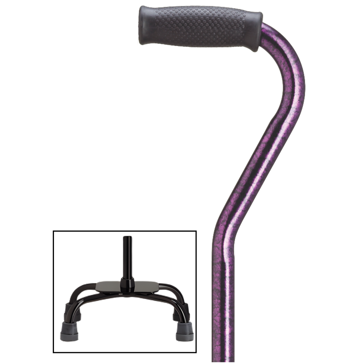 Adjustable Quad Cane with Offset Handle Purple Granite Quad - Tophatter Daily Deals