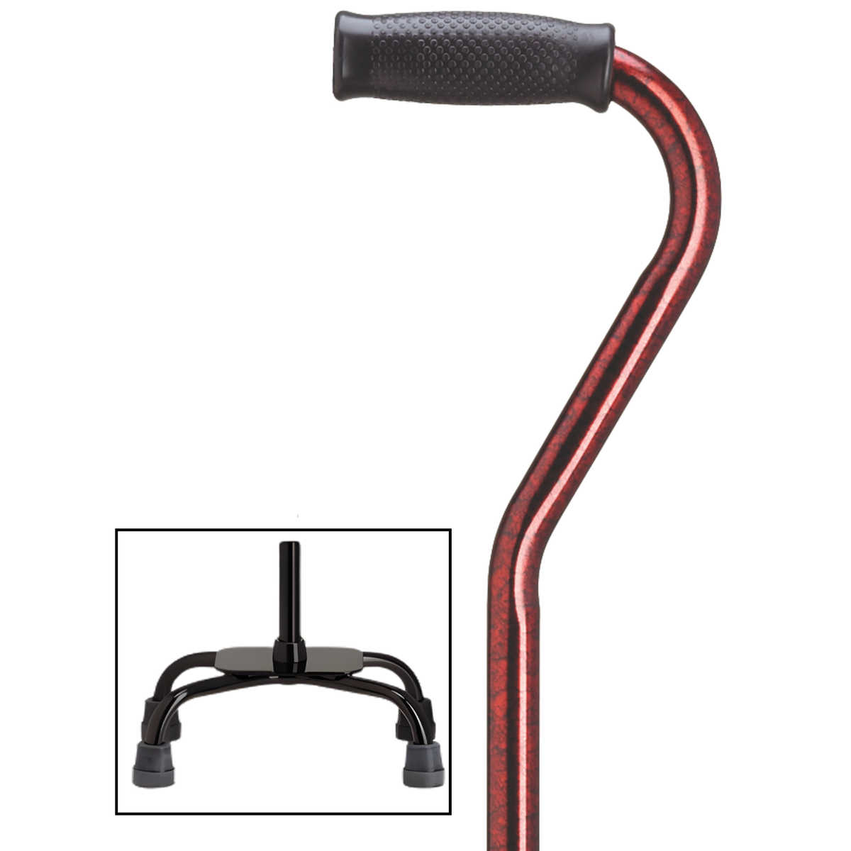 Adjustable Quad Cane with Offset Handle Red Granite - Tophatter Daily Deals