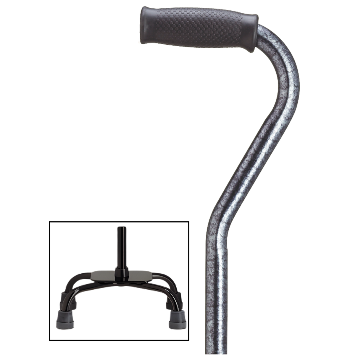 Adjustable Quad Cane with Offset Handle Black Granite Quad - Tophatter Daily Deals
