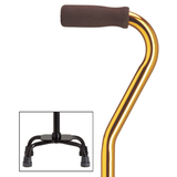 Premium Compact Quad Cane with Offset Handle, Support and Stability, Adjustable Gold Small Quad - Tophatter Daily Deals