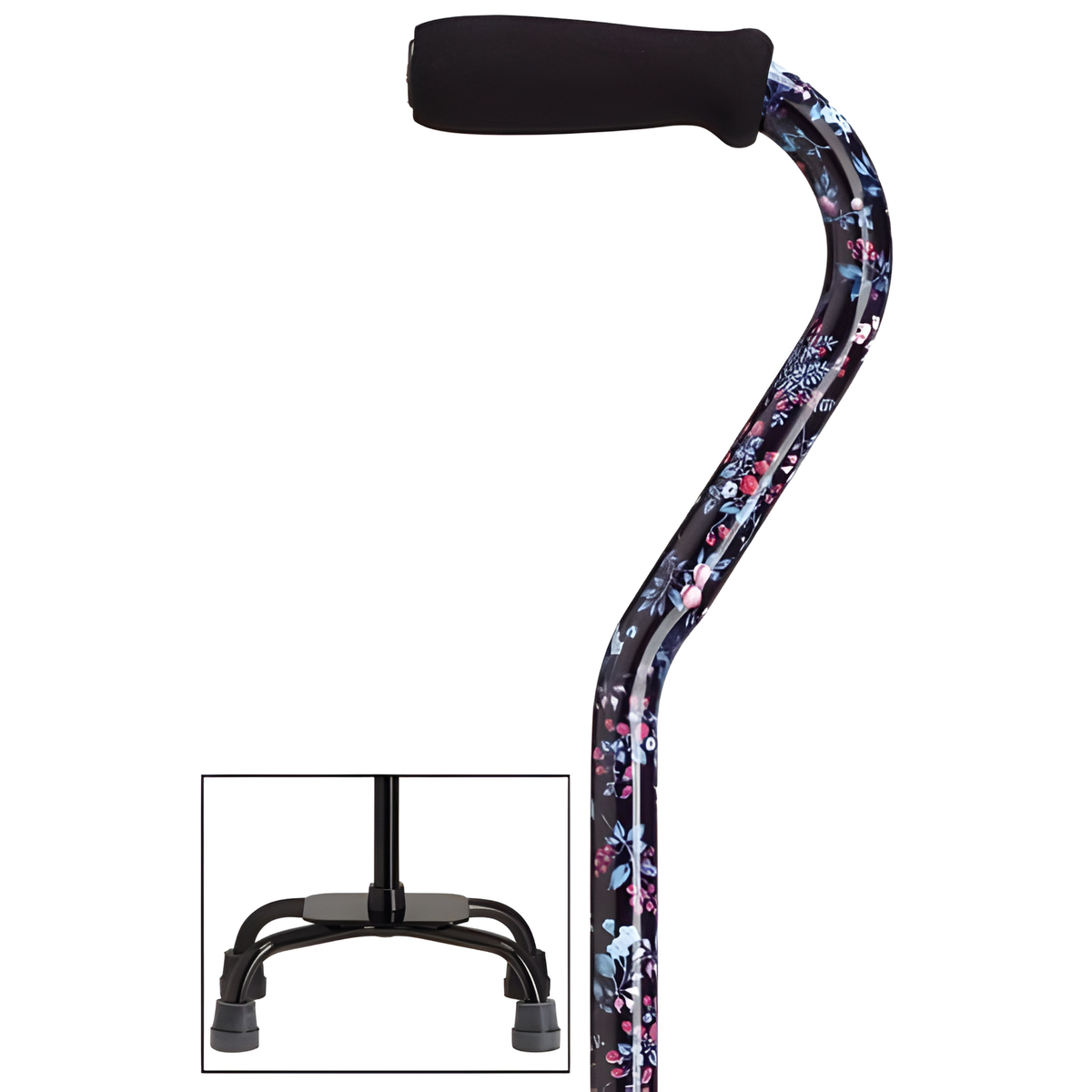 Fashion Print Offset Walking Cane with Quad Base, Adjustable & Sturdy Blackberry - Tophatter Daily Deals