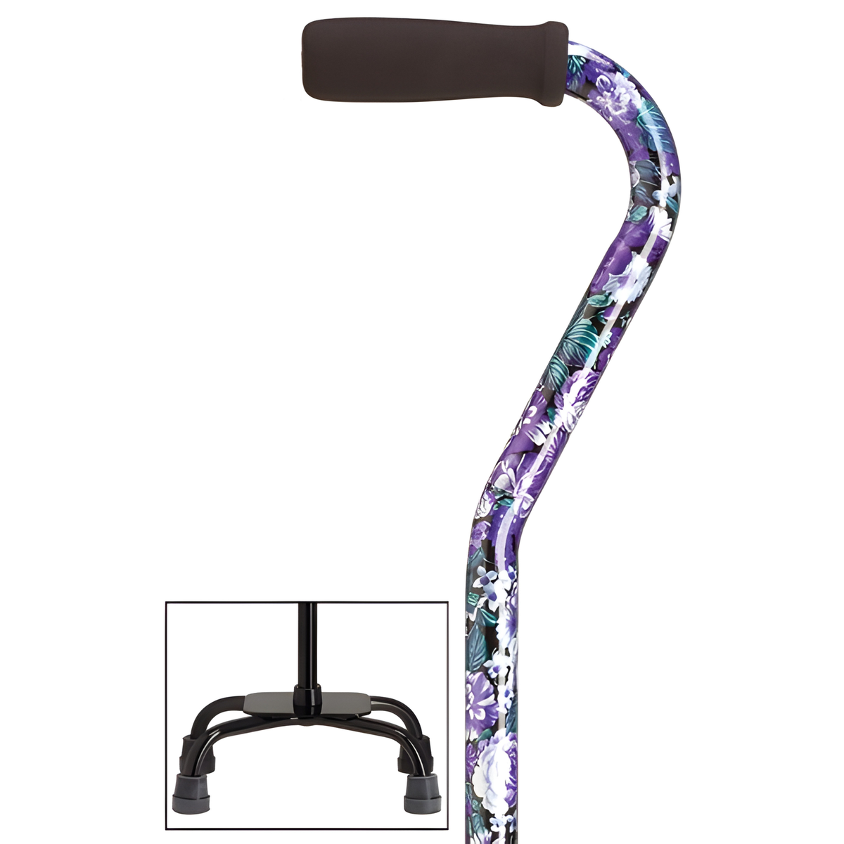 Fashion Print Offset Walking Cane with Quad Base, Adjustable & Sturdy Mauve - Tophatter Daily Deals