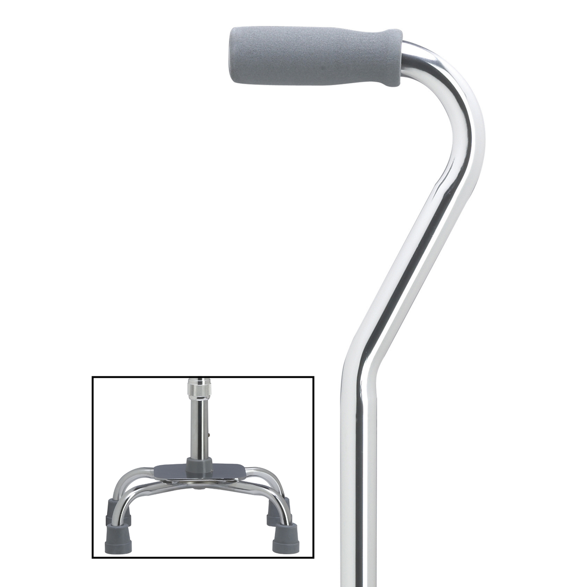 Premium Compact Quad Cane with Offset Handle, Support and Stability, Adjustable Chrome Small Quad - Tophatter Daily Deals