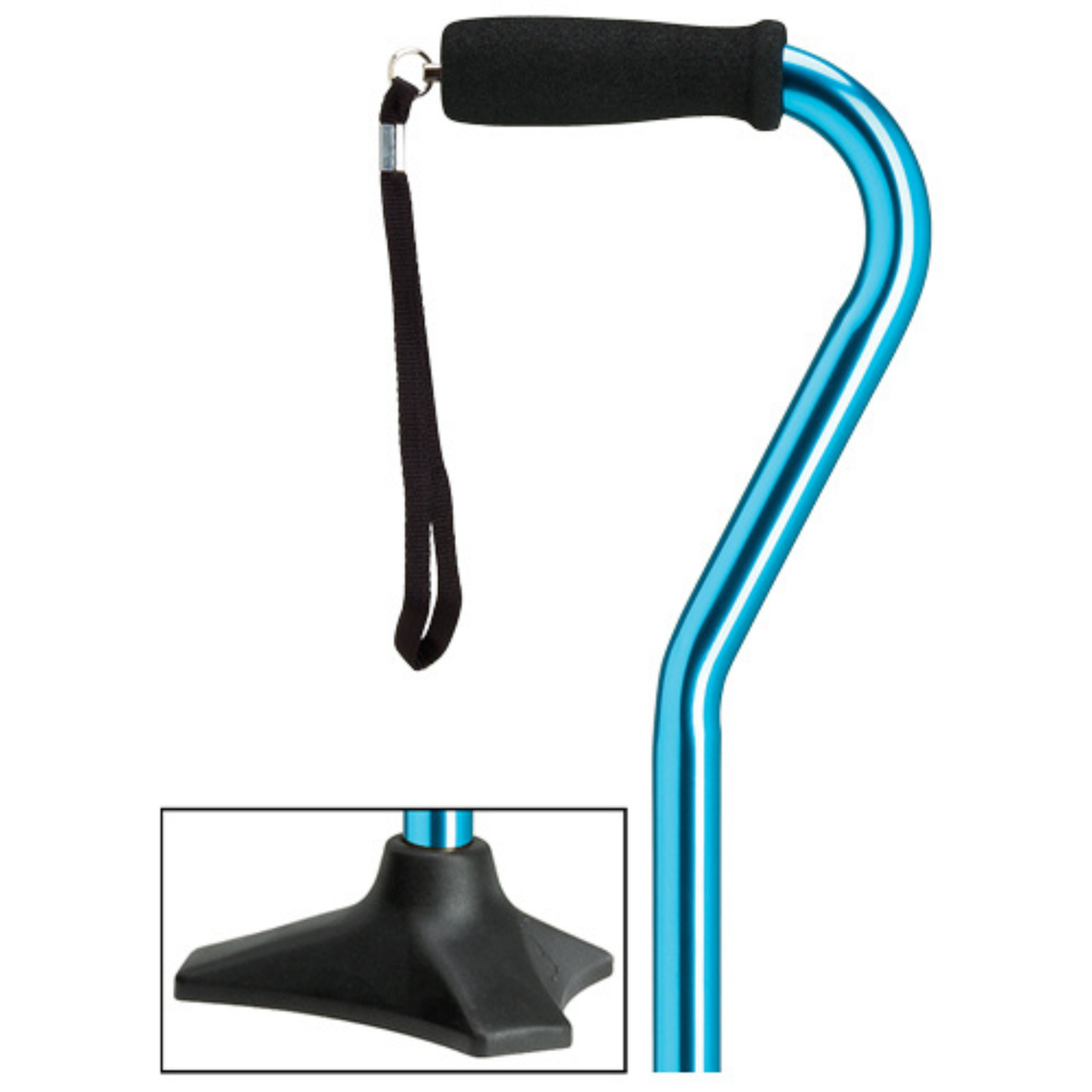 Self-Standing Aluminum Walking Cane with Hypalon Grip & Wrist Strap Blue - Tophatter Daily Deals