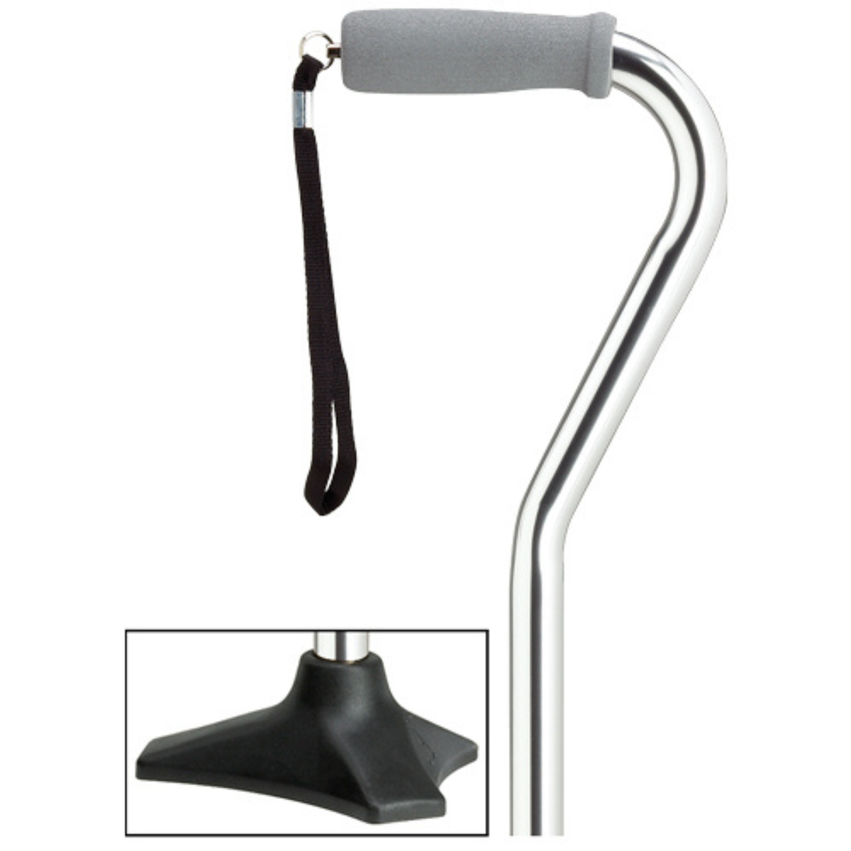 Self-Standing Aluminum Walking Cane with Hypalon Grip & Wrist Strap Chrome - Tophatter Daily Deals