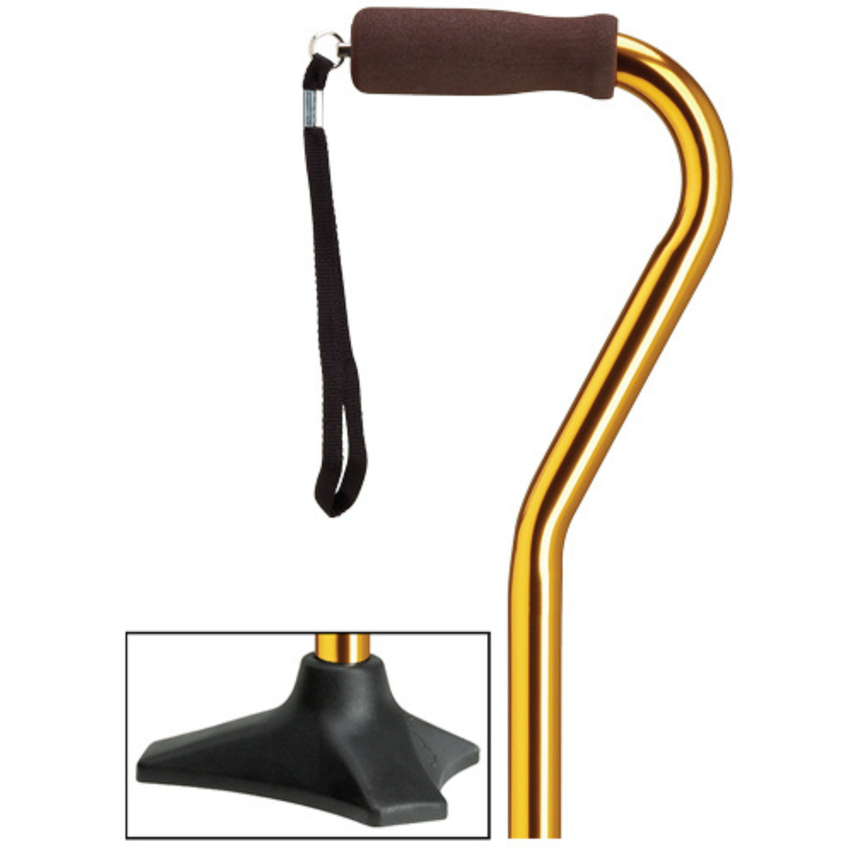 Self-Standing Aluminum Walking Cane with Hypalon Grip & Wrist Strap Gold - Tophatter Daily Deals