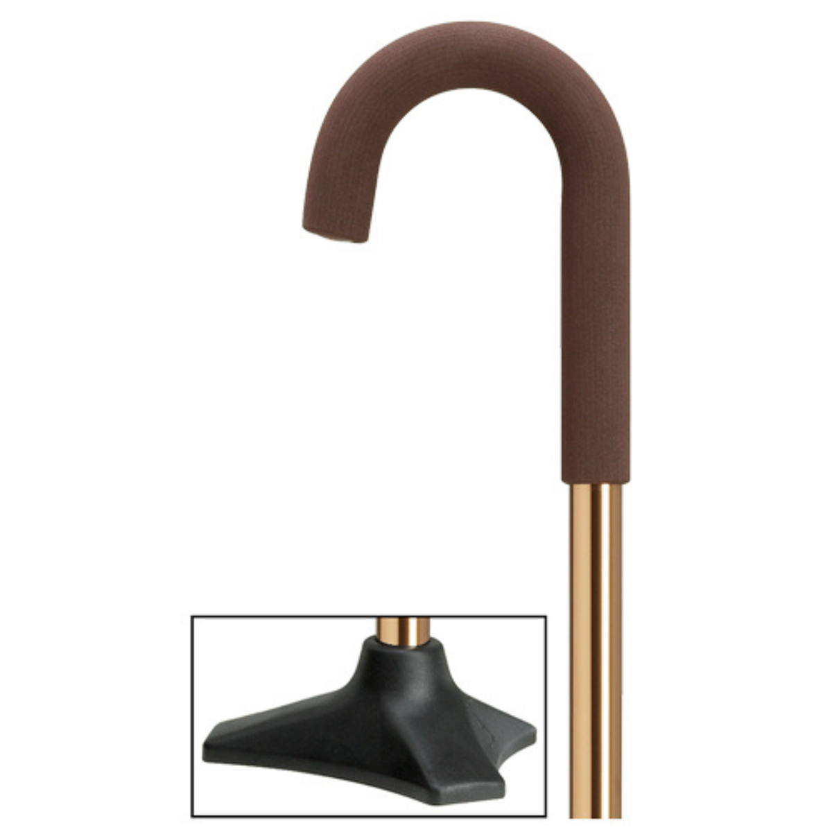 Comfort Grip Adjustable Foam Padded Cane with Stable Base Bronze - Tophatter Daily Deals