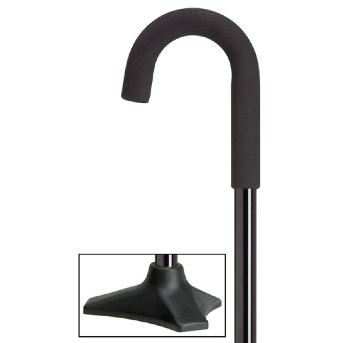 Comfort Grip Adjustable Foam Padded Cane with Stable Base Black - Tophatter Daily Deals
