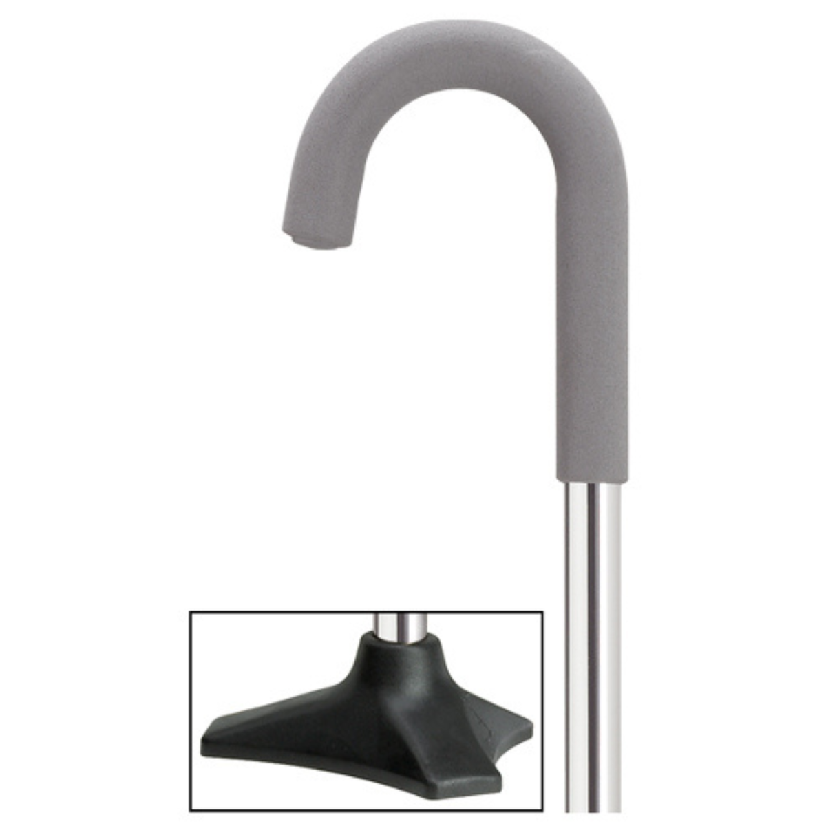 Comfort Grip Adjustable Foam Padded Cane with Stable Base Chrome - Tophatter Daily Deals