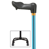 Adjustable Quad Cane with Molded Grip Handle - Large Base Quad Cane Right hand blue - Tophatter Daily Deals