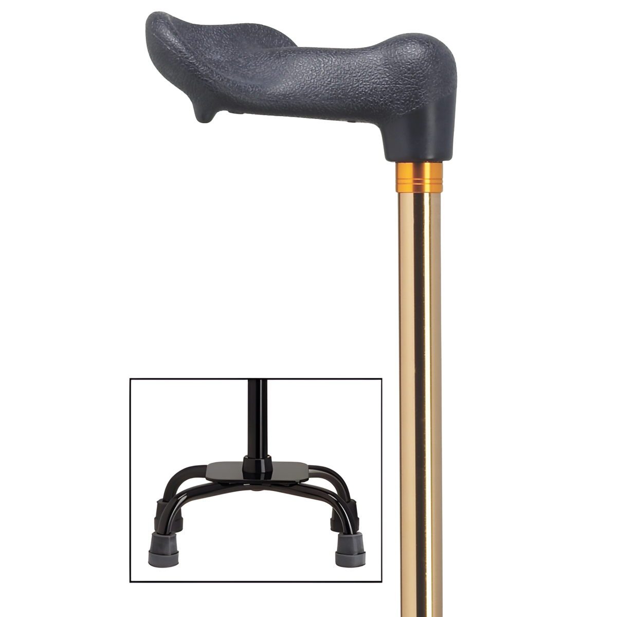 Adjustable Comfort Quad Cane with Palm Grip – 4 Colors Available Right hand bronze - Tophatter Daily Deals