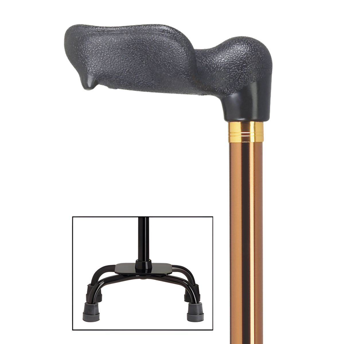 Adjustable Comfort Quad Cane with Palm Grip – 4 Colors Available Left hand bronze - Tophatter Daily Deals