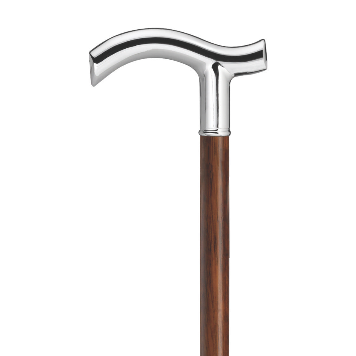 Elegant Chrome & Hardwood Walking Cane - German Craftsmanship - Tophatter Daily Deals