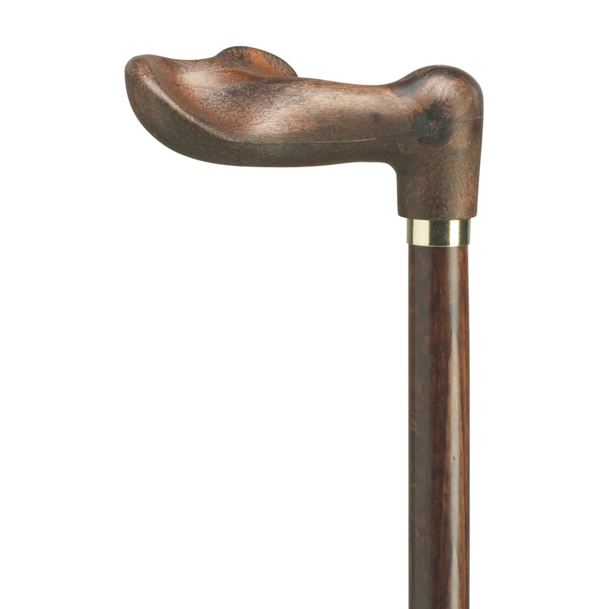 Elegant Spanish Wood Grain Walking Cane with Brass Accent, 36 Shaft Right Hand - Tophatter Daily Deals