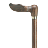 Elegant Spanish Wood Grain Walking Cane with Brass Accent, 36 Shaft Left Hand - Tophatter Daily Deals