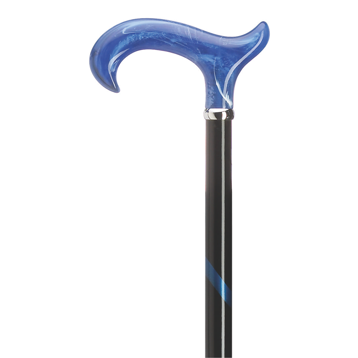 Elegant Titanic Blue Acrylic Derby Cane with Black Chrome Finish - Tophatter Daily Deals