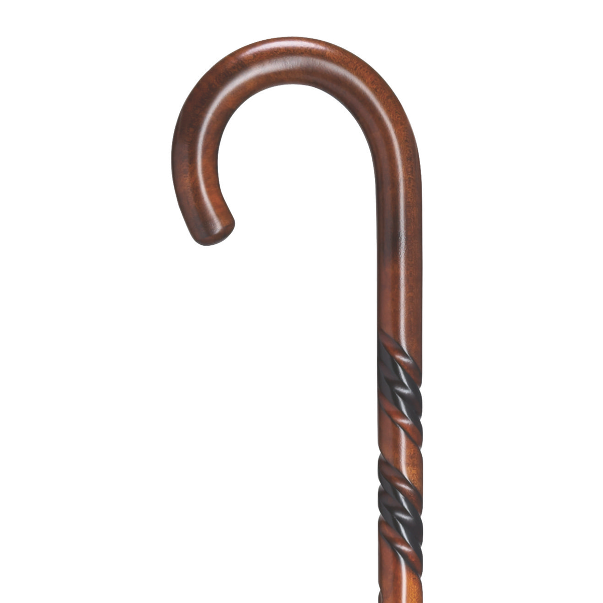 Cherry Maple Crook Handle Cane - German Craft Triple Twist Design - Tophatter Daily Deals