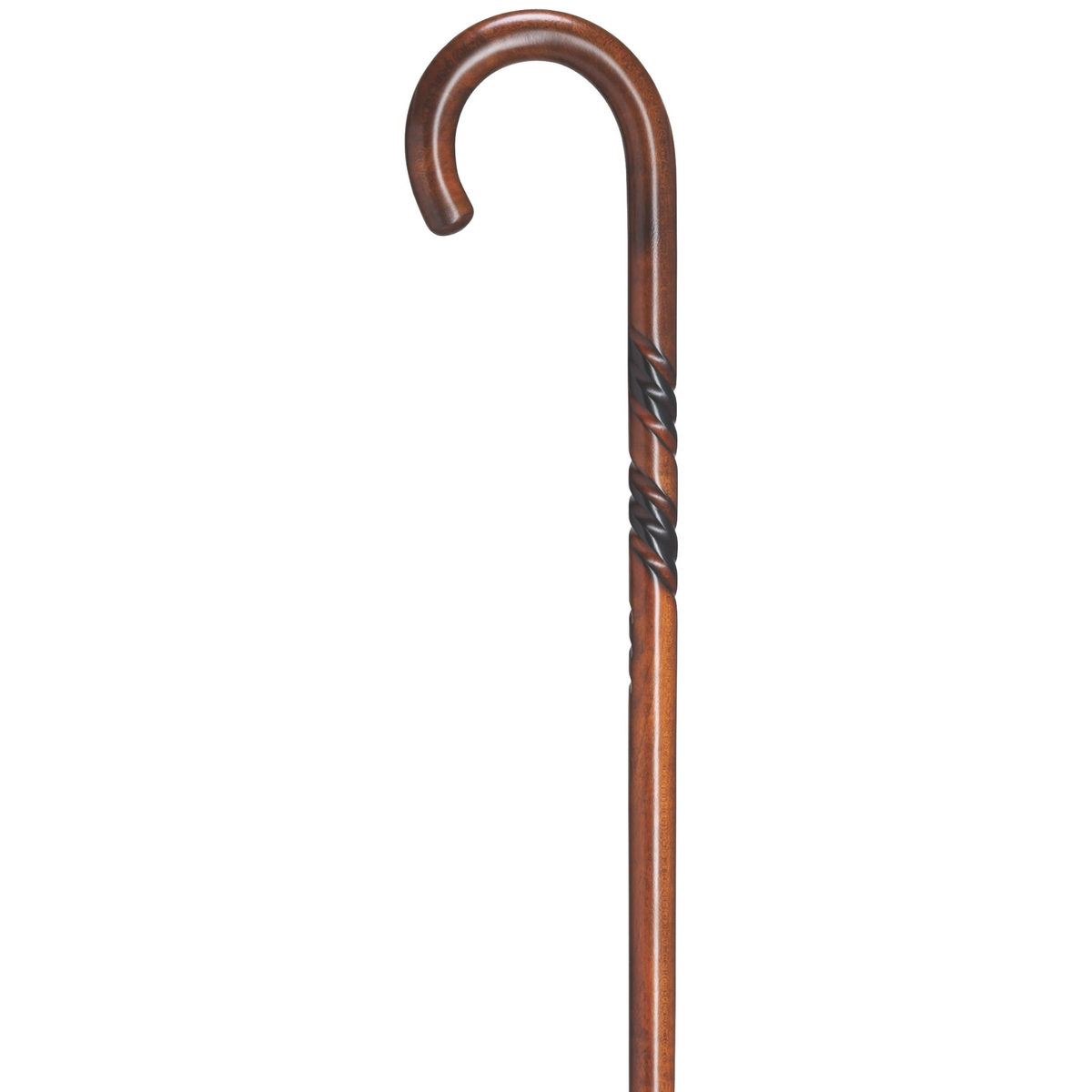 Cherry Maple Crook Handle Cane - German Craft Triple Twist Design - Tophatter Daily Deals